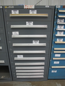 STANLEY VIDMAR HEAVY DUTY 11-DRAWER PARTS CABINET W/ CONTENTS (W-44) LOADING & HANDLING FEE $25-